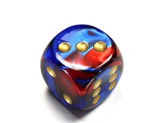 Gemini® 30mm w/pips Blue-Red w/gold d6 DG3029