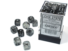 Borealis® 12mm d6 Light Smoke/silver Luminary™ Dice Block™ (36 dice)   27978