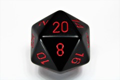 Opaque Black/red 34mm d20 Dice