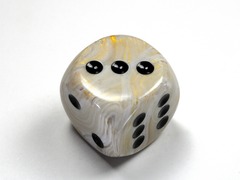 Marble 30mm w/pips Ivory/black d6 DM3092