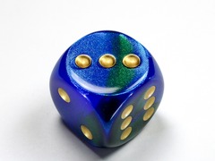 Gemini® 30mm w/pips Blue-Green/gold d6 DG3036