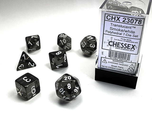 Polyhedral 7-Die Set Translucent Smoke/White