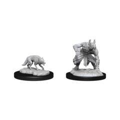Nolzurs Marvelous Unpainted Miniatures Jackalwere & Jackal