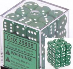 Opaque 12mm d6 Green/white Dice Block™ (36 dice) 25805