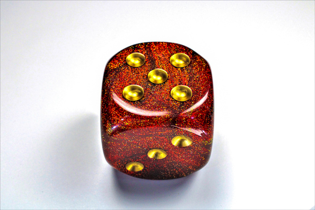 Glitter 50mm w/pips Ruby/gold d6 DR5004