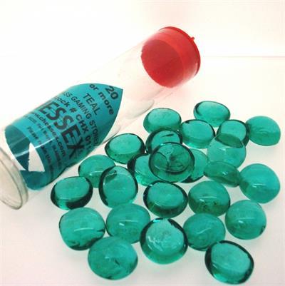 4 Tube of Teal Glass Gaming Stones