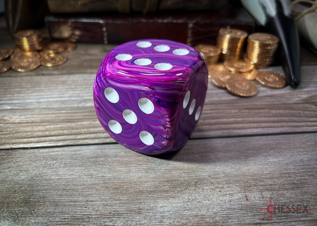 Festive Violet/white 50mm d6 dice w/pips