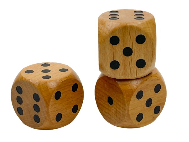 30mm Wood Dice Natural/black KOP02173
