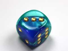 Gemini® 30mm w/pips Blue-Teal/gold d6 DG3059