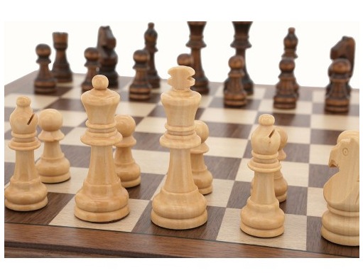Chess Set, folding, walnut inlaid, 15
