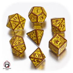 Q-Workshop Dice - 7 dice poly set - Steampunk Brown Yellow