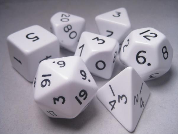 Jumbo RPG Dice Set - White & Black 7