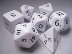 Jumbo RPG Dice Set - White & Black 7