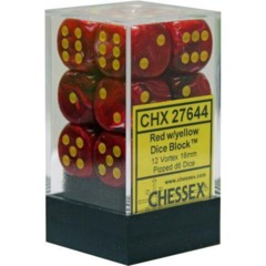 Vortex 16mm pipped d6 Dice Red w/ yellow