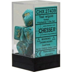 Vortex Polyhedral 7 Dice Teal w/ gold