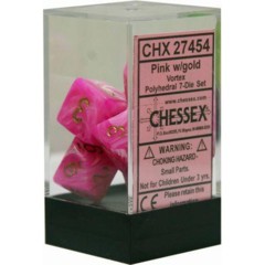 Vortex Polyhedral 7 Dice Pink w/ gold