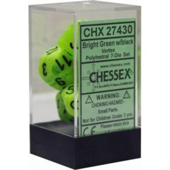 Vortex Polyhedral 7 Dice Bright Green w/ black