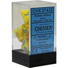 Vortex Polyhedral 7 Dice Yellow w/ blue