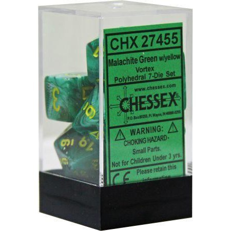 Vortex Polyhedral 7 Dice Malachite Green w/ yellow