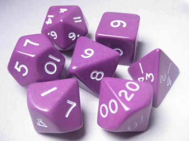 Jumbo RPG Dice Set - Purple & White 7