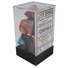 Gemini Polyhedral 7 Dice Copper Teal w/ silver