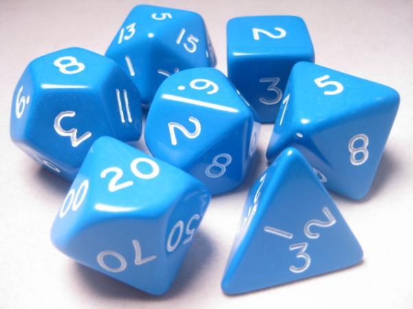 Jumbo RPG Dice Set - Blue & White 7