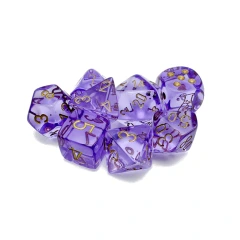 Lab Dice: 7 Translucent Lavender w/ Gold Polyhedral Dice (with Bonus Die) - CHX30059