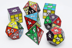 Puzzle Cube: Midnight Metal - Metal 8 Piece Dice Set - Foam Brain