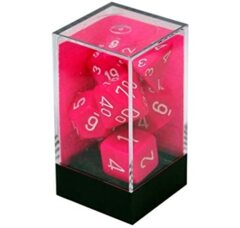 7 Opaque Pink w/ White Polyhedral Dice - CHX25444