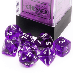 Mini Polyhedral 7-Die Set: Translucent Mini polyhedral purple/white (CHX20377)
