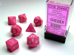 Opaque Pink/white Polyhedral 7-Die Set CHX 25444