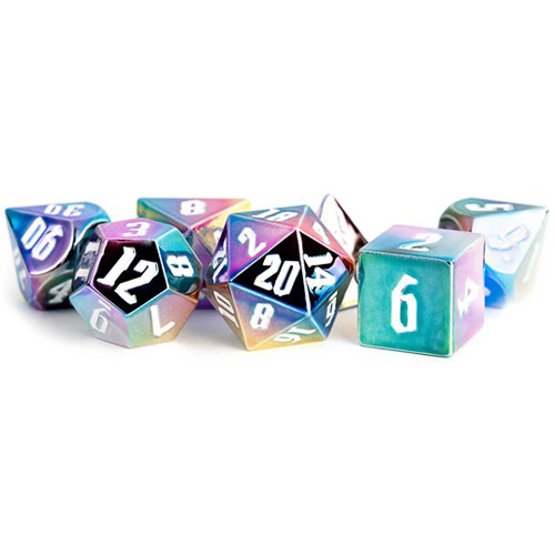 Rainbow Aegis Metalic Dice w/White Numbers