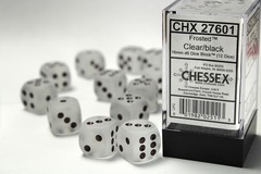 D6 16mm 12-Dice Block CHX27601 - Frosted Clear/Black