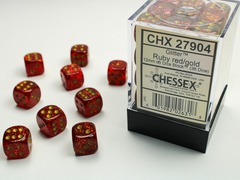 D6 12mm 36-Dice Block CHX27904 - Glitter Ruby/gold