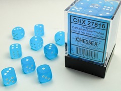 D6 12mm 36-Dice Block CHX27816 - Frosted Caribbean Blue/white