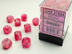 D6 12mm 36-Dice Block CHX27924 - Ghostly Glow Pink/silver