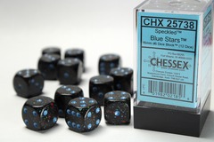 D6 16mm 12-Dice Block CHX25738 - Speckled Blue Stars