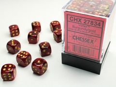 D6 12mm 36-Dice Block CHX27834 - Vortex Burgundy/gold