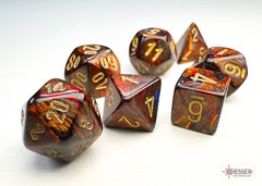 Mini-hedral 7-Dice Set CHX20419 - Scarab Blue Blood/gold