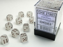 D6 12mm 36-Dice Block CHX27801 - Frosted Clear/black