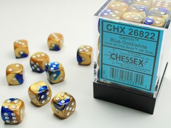 D6 12mm 36-Dice Block CHX26822 - Gemini Blue-Gold/white