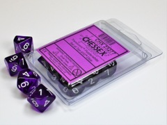 D10s 10-Dice Set CHX23277 - Translucent Purple/White