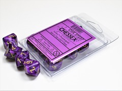 D10s 10-Dice Set CHX27237 - Vortex Purple/Gold