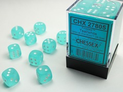 D6 12mm 36-Dice Block CHX27805 - Frosted Teal/white