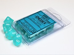 D10s 10-Dice Set CHX27205 - Frosted Teal/White