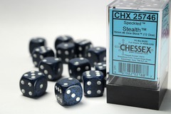 D6 16mm 12-Dice Block CHX25746 - Speckled Stealth