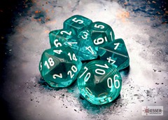 Polyhedral 7-Dice Set CHX23085 - Translucent Teal/white