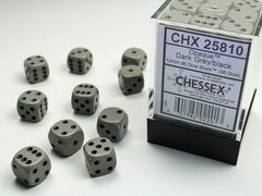 D6 12mm 36-Dice Block CHX25810 - Opaque Dark Grey/black