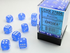 D6 12mm 36-Dice Block CHX27806 - Frosted Blue/white