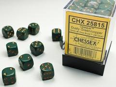 D6 12mm 36-Dice Block CHX25815 - Opaque Dusty Green/copper